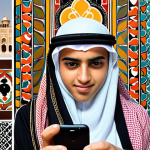 **

A vibrant digital collage representing the impact of social media on Arab youth. Include elements like smartphones, diverse faces, traditional Arabic patterns, and a subtle overlay of global landmarks. The overall feeling should be a balance between connection and cultural identity.

**