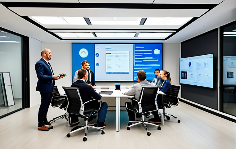 **
A diverse group of media professionals collaborating in a modern, open-plan office. They are engaged in a brainstorming session, using digital tablets and large interactive displays. The atmosphere is energetic and innovative. Everyone is fully clothed in appropriate business attire. Safe for work, appropriate content, professional environment, perfect anatomy, well-formed hands, natural pose.
**